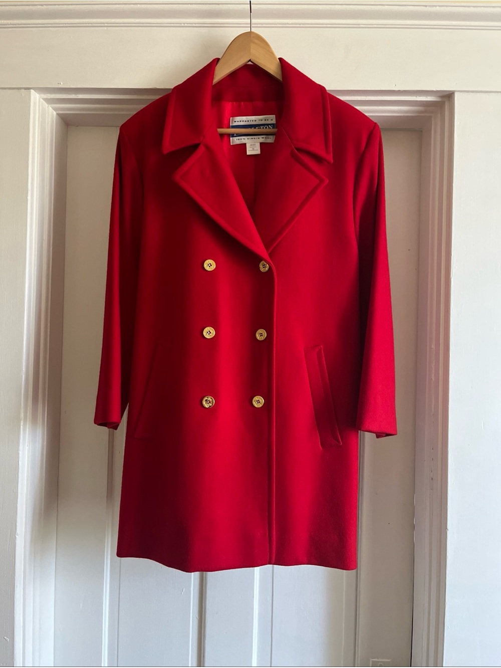 Vtg 1970s Pendleton Red Wool Pea Coat Womens 12 Rare No Woolmark Anomaly 21087